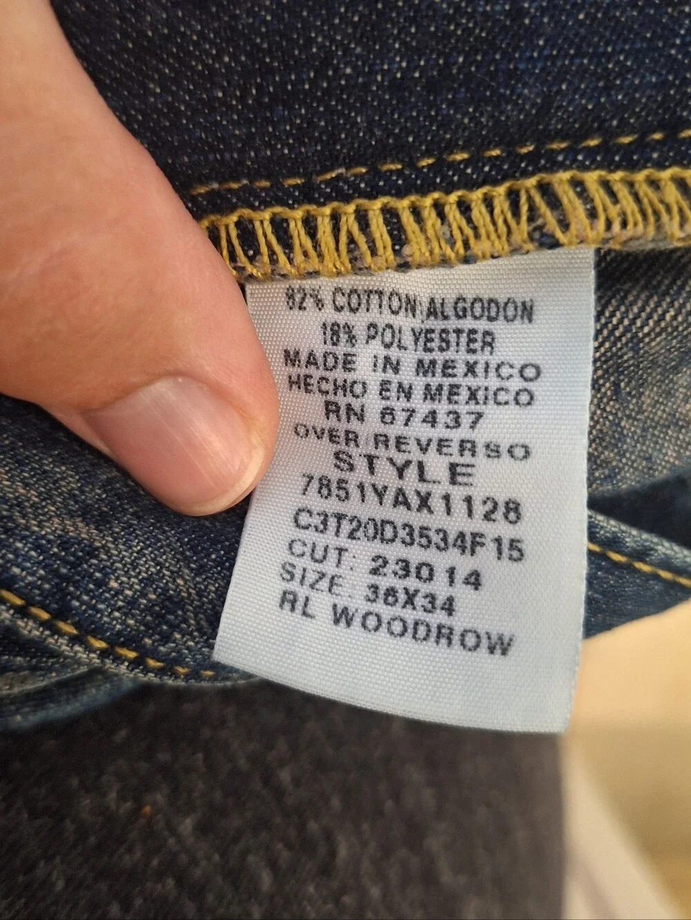 Ralph Lauren Men’s Polo Jeans 36x34 Classic Woodrow Wide Leg Medium Denim Jean